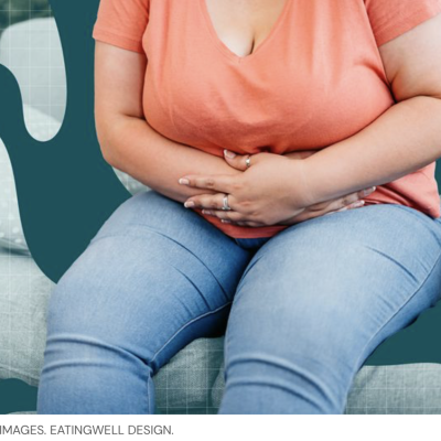 Woman sitting with GI discomfort from her GLP-1 medication