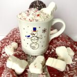 mocha latte with snowman marshmallows