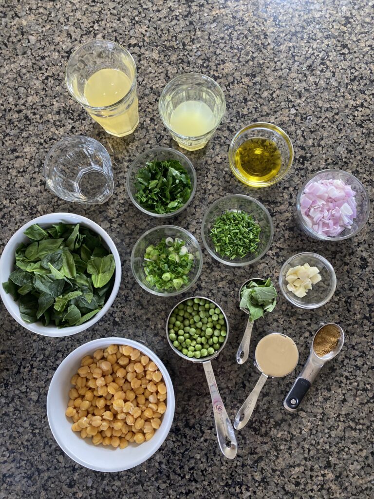 Green goddess overhead shot of individual ingredients