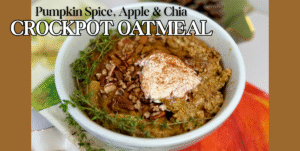 pumpkin spice oatmeal with greek yogurt dollop and cinnamon sprinkle and chopped pecans in white bowl